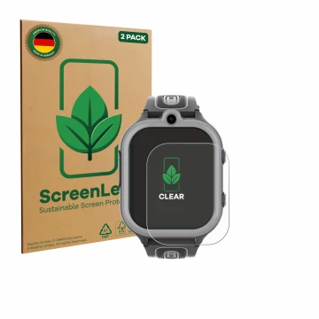 Parte frontal de un envase de producto con el logotipo de la marca ScreenLeaf. Al lado se muestra el dispositivo Valdus DF91 c