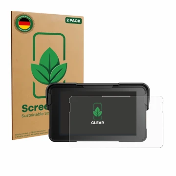 Parte frontal de un envase de producto con el logotipo de la marca ScreenLeaf. Al lado se muestra el dispositivo NFOIEIS Base 