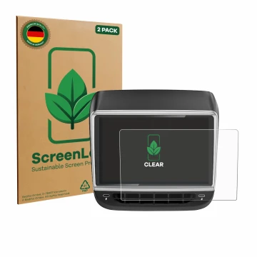 Parte frontal de un envase de producto con el logotipo de la marca ScreenLeaf. Al lado se muestra el dispositivo Tlyard T10 co