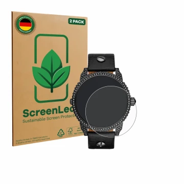 Parte frontal de un envase de producto con el logotipo de la marca ScreenLeaf. Al lado se muestra el dispositivo Diesel Mini D