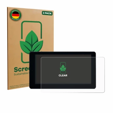 Parte frontal de un envase de producto con el logotipo de la marca ScreenLeaf. Al lado se muestra el dispositivo Zontes 368 K 