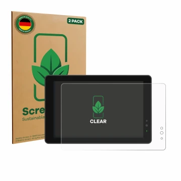 Parte frontal de un envase de producto con el logotipo de la marca ScreenLeaf. Al lado se muestra el dispositivo Lilliput 719/