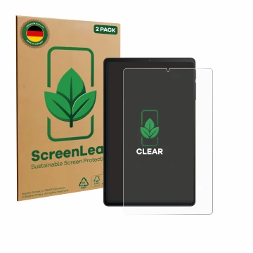 Parte frontal de un envase de producto con el logotipo de la marca ScreenLeaf. Al lado se muestra el dispositivo Xiaomi Black 