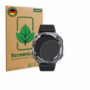 Parte frontal de un envase de producto con el logotipo de la marca ScreenLeaf. Al lado se muestra el dispositivo TIMU S90+ 1.4