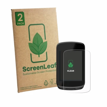 Parte frontal de un envase de producto con el logotipo de la marca ScreenLeaf. Al lado se muestra el dispositivo Magene C606 P
