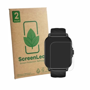 Parte frontal de un envase de producto con el logotipo de la marca ScreenLeaf. Al lado se muestra el dispositivo Black Shark G