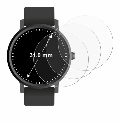 Imagen del dispositivo Relojes (circular, ø: 31 mm) con una amplia variedad de protectores de pantalla.