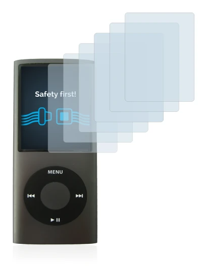 Imagen del dispositivo Apple iPod nano (4a Gen.) con una amplia variedad de protectores de pantalla.
