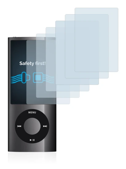 Imagen del dispositivo Apple iPod nano 2009 (5a. Gen.) con una amplia variedad de protectores de pantalla.