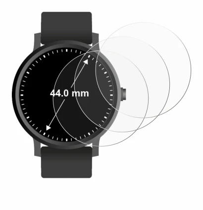 Imagen del dispositivo Relojes (Circular, ø: 44 mm) con una amplia variedad de protectores de pantalla.