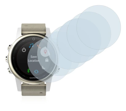 Imagen del dispositivo Garmin Fenix 5S (42 mm) con una amplia variedad de protectores de pantalla.