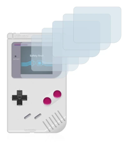 Imagen del dispositivo Nintendo Gameboy (1989) con una amplia variedad de protectores de pantalla.