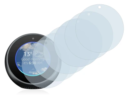 Imagen del dispositivo Amazon Echo Spot con una amplia variedad de protectores de pantalla.