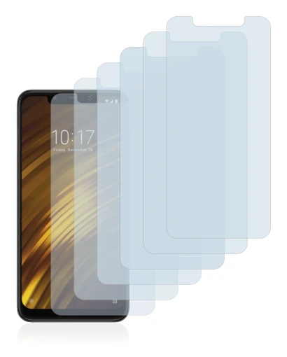 Imagen del dispositivo Xiaomi Pocophone F1 con una amplia variedad de protectores de pantalla.