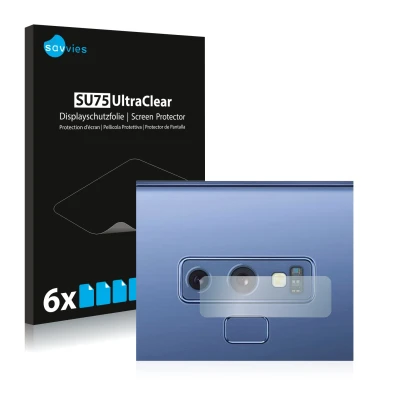 Parte frontal de un envase de producto con el logotipo de la marca Savvies. Al lado se muestra el dispositivo Samsung Galaxy N