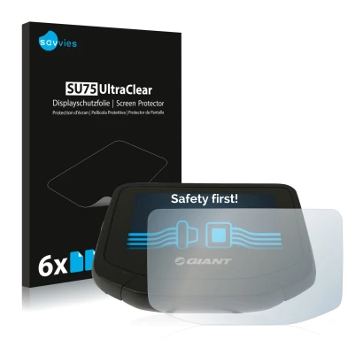 Parte frontal de un envase de producto con el logotipo de la marca Savvies. Al lado se muestra el dispositivo Giant RideContro