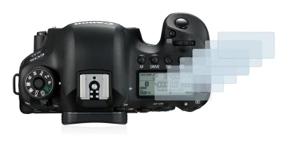 Imagen del dispositivo Canon EOS 6D (pantalla de hombro) con una amplia variedad de protectores de pantalla.