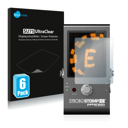 Parte frontal de un envase de producto con el logotipo de la marca Savvies. Al lado se muestra el dispositivo Peterson Strobos