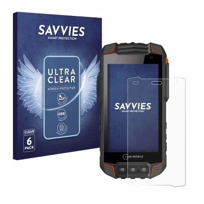 Parte frontal de un envase de producto con el logotipo de la marca Savvies. Al lado se muestra el dispositivo i.safe MOBILE IS