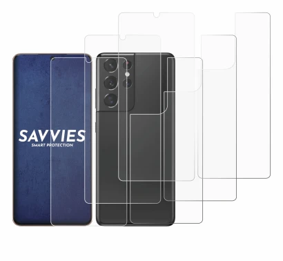 Imagen del dispositivo Samsung Galaxy S21 Ultra 5G (Frontal+Trasero) con una amplia variedad de protectores de pantalla.