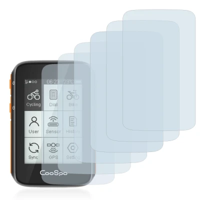 Imagen del dispositivo CooSpo BC200 con una amplia variedad de protectores de pantalla.