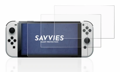 Imagen del dispositivo Nintendo Switch OLED-Modell con una amplia variedad de protectores de pantalla.