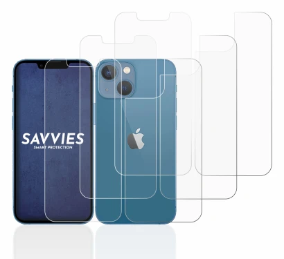 Imagen del dispositivo Apple iPhone 13 mini (Frontal+Trasero) con una amplia variedad de protectores de pantalla.