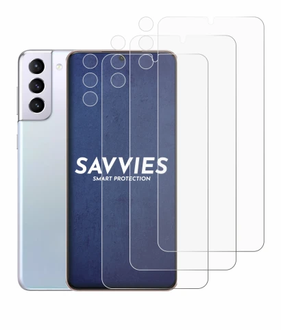 Imagen del dispositivo Samsung Galaxy S21 Plus 5G (Frontal+Cámara) con una amplia variedad de protectores de pantalla.