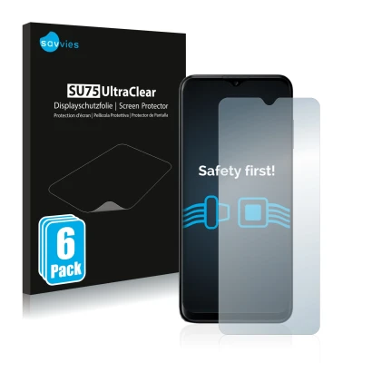 Parte frontal de un envase de producto con el logotipo de la marca Savvies. Al lado se muestra el dispositivo Nokia G60 con su