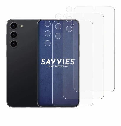 Imagen del dispositivo Samsung Galaxy S23 (Frontal+Cámara) con una amplia variedad de protectores de pantalla.