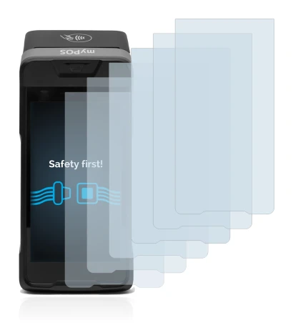 Imagen del dispositivo myPOS Carbon con una amplia variedad de protectores de pantalla.