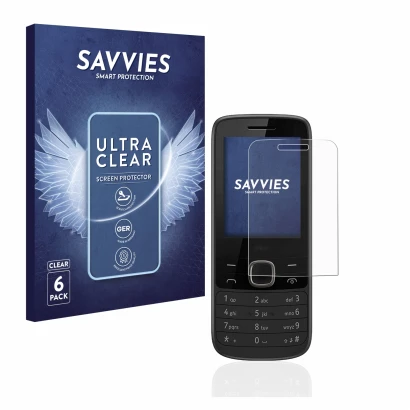 Parte frontal de un envase de producto con el logotipo de la marca Savvies. Al lado se muestra el dispositivo Nokia 225 4G con