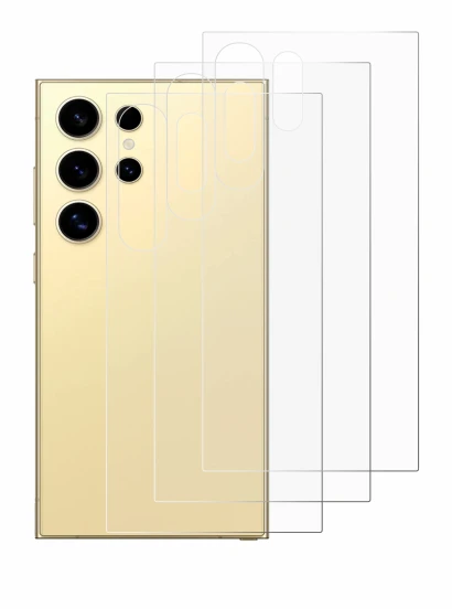 Imagen del dispositivo Samsung Galaxy S24 Ultra (Trasero) con una amplia variedad de protectores de pantalla.