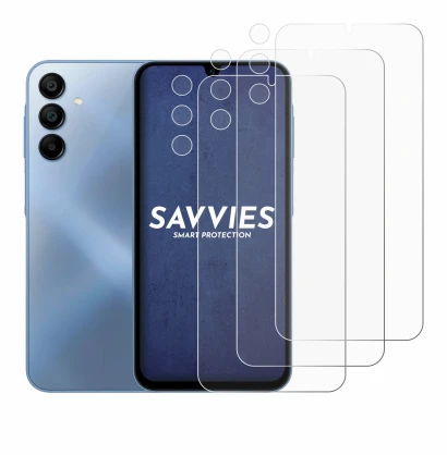 Imagen del dispositivo Samsung Galaxy A15 (Frontal+Cámara) con una amplia variedad de protectores de pantalla.