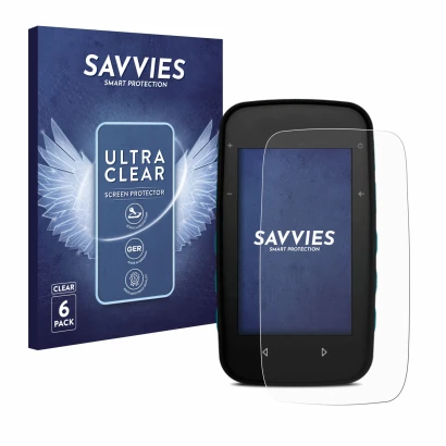 Parte frontal de un envase de producto con el logotipo de la marca Savvies. Al lado se muestra el dispositivo CompeGPS TwoNav 
