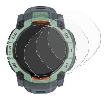Imagen del dispositivo Garmin Instinct 3 AMOLED (45 mm) con una amplia variedad de protectores de pantalla.