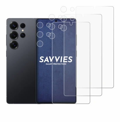 Imagen del dispositivo Samsung Galaxy S25 Ultra (Frontal+Cámara) con una amplia variedad de protectores de pantalla.