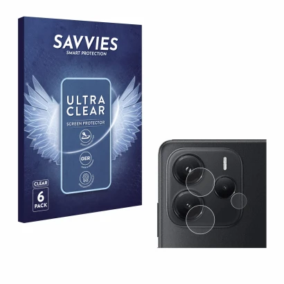 Parte frontal de un envase de producto con el logotipo de la marca Savvies. Al lado se muestra el dispositivo Xiaomi Redmi Not