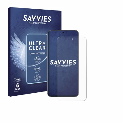 Parte frontal de un envase de producto con el logotipo de la marca Savvies. Al lado se muestra el dispositivo Honor Win con su