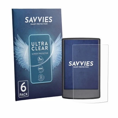 Parte frontal de un envase de producto con el logotipo de la marca Savvies. Al lado se muestra el dispositivo Engwe Engine Pro