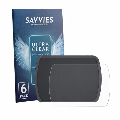Parte frontal de un envase de producto con el logotipo de la marca Savvies. Al lado se muestra el dispositivo Motocaddy M1 DHC