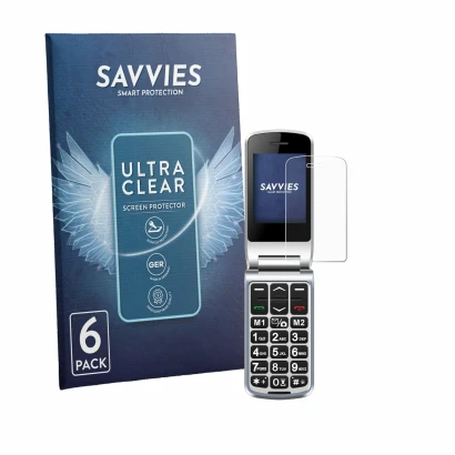 Parte frontal de un envase de producto con el logotipo de la marca Savvies. Al lado se muestra el dispositivo Sweetlink F1PLUS