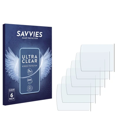 Parte frontal de un envase de producto con el logotipo de la marca Savvies. Al lado está el protector de pantalla correspondie