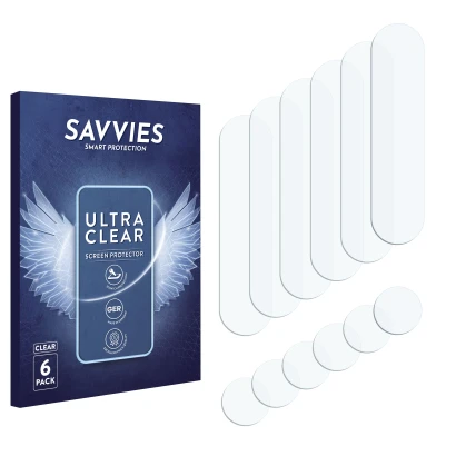 Parte frontal de un envase de producto con el logotipo de la marca Savvies. Al lado está el protector de pantalla correspondie