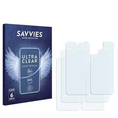 Parte frontal de un envase de producto con el logotipo de la marca Savvies. Al lado está el protector de pantalla correspondie