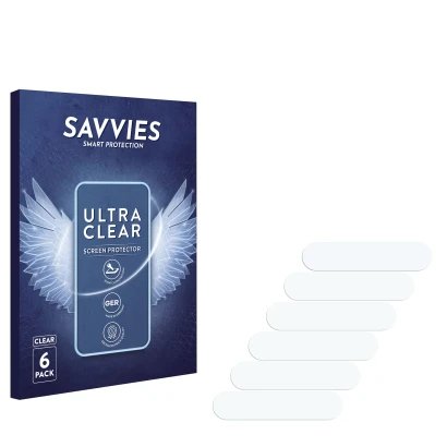 Parte frontal de un envase de producto con el logotipo de la marca Savvies. Al lado está el protector de pantalla correspondie