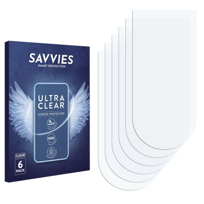 Parte frontal de un envase de producto con el logotipo de la marca Savvies. Al lado está el protector de pantalla correspondie