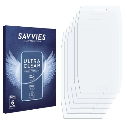 Parte frontal de un envase de producto con el logotipo de la marca Savvies. Al lado está el protector de pantalla correspondie