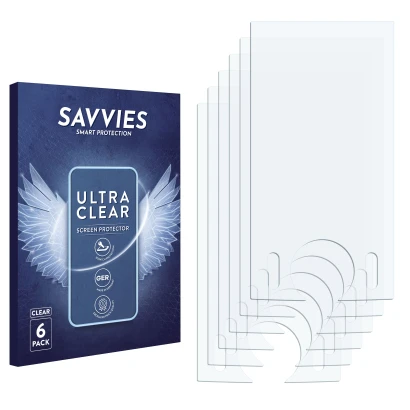 Parte frontal de un envase de producto con el logotipo de la marca Savvies. Al lado está el protector de pantalla correspondie