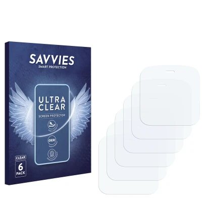 Parte frontal de un envase de producto con el logotipo de la marca Savvies. Al lado está el protector de pantalla correspondie
